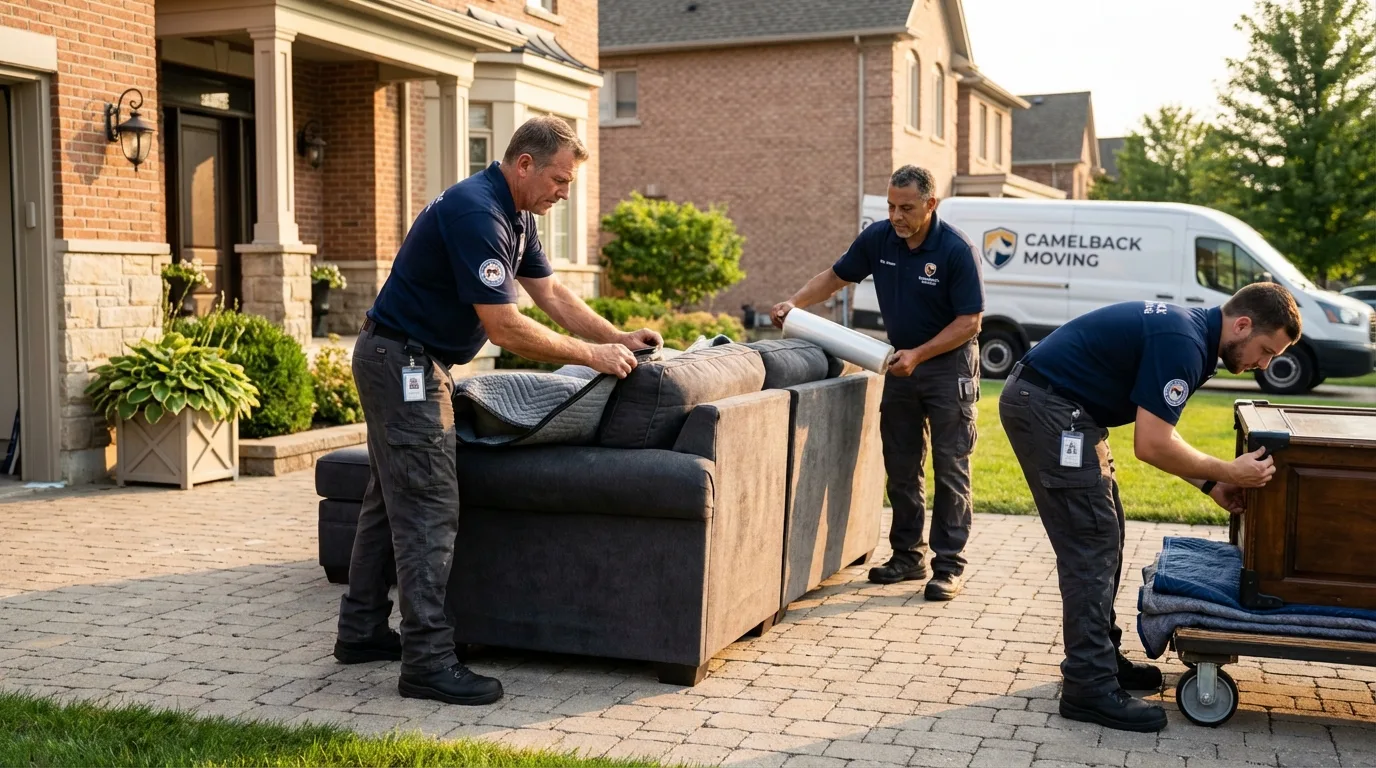 Large estate moving crew wrapping furniture in Wenatchee, WA